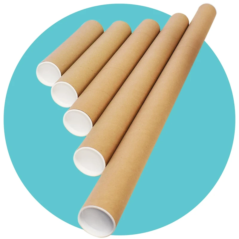 Triplast 100 x A2 Postal Tubes with End Caps (460x50mm | 18x2inch) - Cardboard Tube Mailers for Packing, Storing & Shipping Posters, Charts, Blueprints, Maps, Artwork & Other Rolled Documents - Image 1