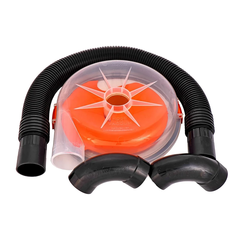 Dustopper PRO, Low-Profile Dust Collector for Shop Wet/Dry Vacuums. Includes High-Flow 90 Degree Sweep Elbows and Connection Hose. Fits Standard 5 Gallon Buckets, Made in USA, DT10000