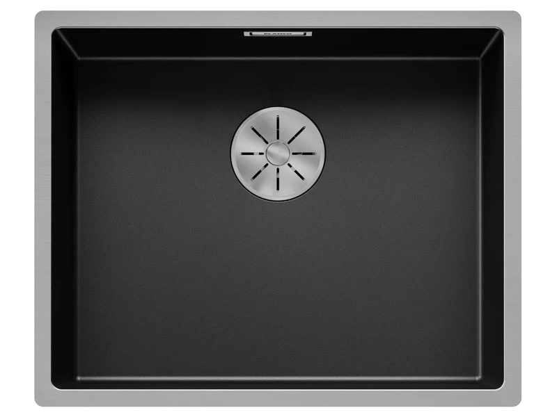 BLANCO CLARON 500-IF Dark Steel, Stainless Steel, Installation Type: Installation from Top and Flush, Without Drain Remote Control, 60 cm Base Cabinet, Resistant to Scratches, Large Basin Volume