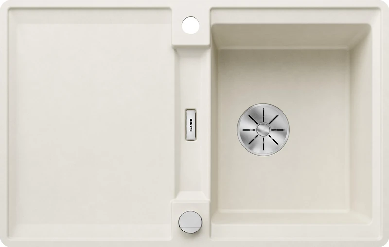 BLANCO Adira 45 S-F | Granite Sink Made of SILGRANIT Soft White | Installation Type: flushmount | Reversible | for 45 cm Wide Base cabinets | Large Bowl | Easy-Care Surface | [77x49x21.2 cm]