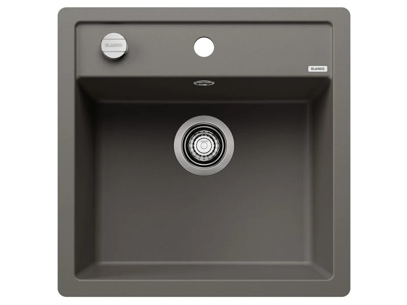 BLANCO DALAGO 5-F | SILGRANIT Sink in Volcano Grey | Installation Type: flushmount Installation | for 50 cm Wide Base cabinets | Spacious Bowl Volume | Easy-Care Surface | [50.5x50x20.2 cm]