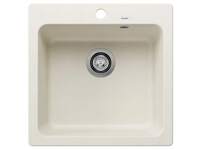 BLANCO NAYA 5 | SILGRANIT Sink in Soft White | Installation Type: Inset Installation from Above | for 50 cm Wide Base cabinets | Spacious Bowl Volume | Easy-Care Surface | [51.5x51x21.2 cm]