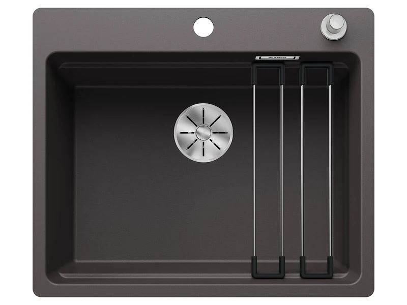BLANCO ETAGON 6-F | SILGRANIT Sink in Rock Grey | Installation Type: flushmount Installation | for 60 cm Wide Base cabinets | System Concept with Versatile ETAGON Rails | [59.1x50.1x23.2 cm]