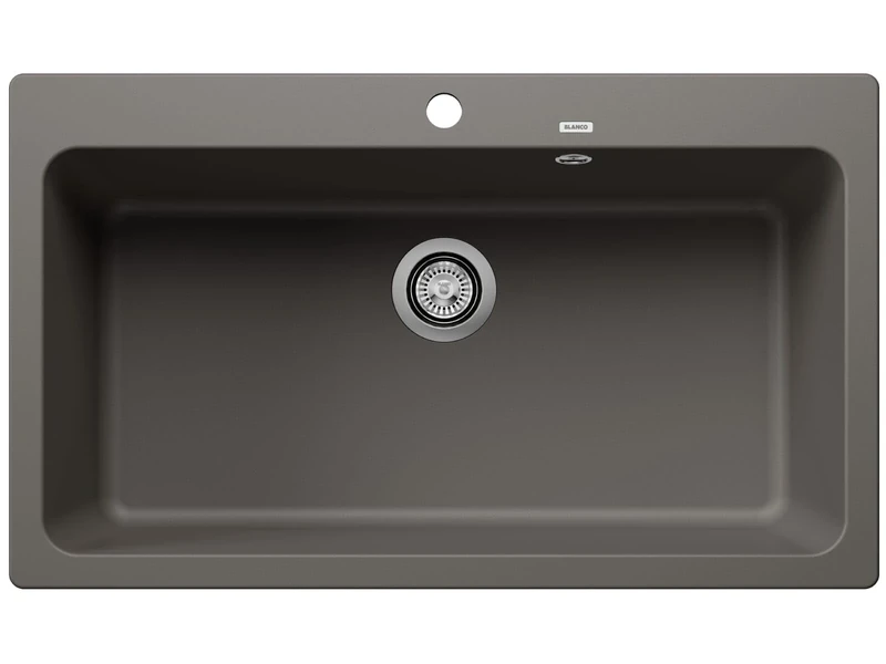 BLANCO NAYA XL 9 | SILGRANIT Sink in Volcano Grey | Installation Type: Inset Installation from Above | for 90 cm Wide Base cabinets | Spacious Bowl Volume | Easy-Care Surface | [86x51x23.2 cm]
