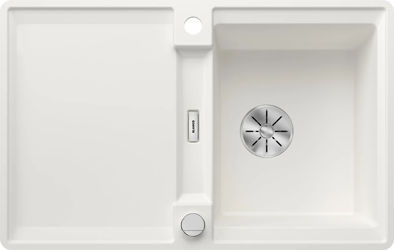 BLANCO Adira 45 S-F | Granite Sink Made of SILGRANIT White | Installation Type: flushmount | Reversible | for 45 cm Wide Base cabinets | Large Bowl | Easy-Care Surface | [77x49x21.2 cm]