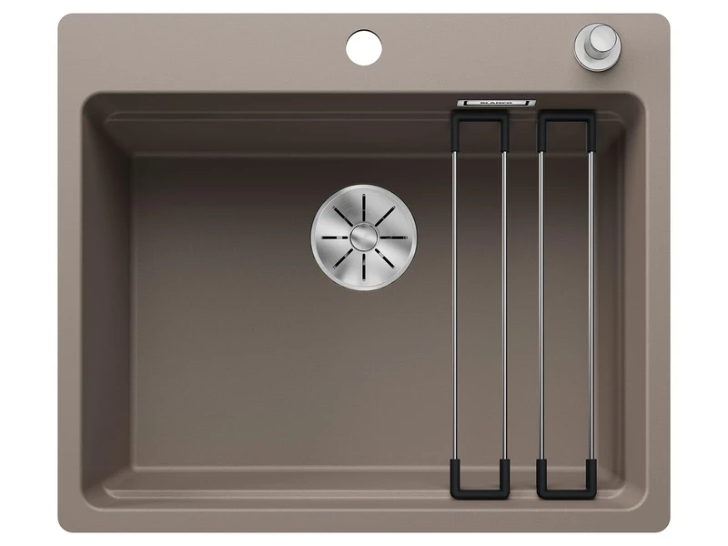 BLANCO ETAGON 6-F | SILGRANIT Sink in Tartufo | Installation Type: flushmount Installation | for 60 cm Wide Base cabinets | System Concept with Versatile ETAGON Rails | [59.1x50.1x23.2 cm]