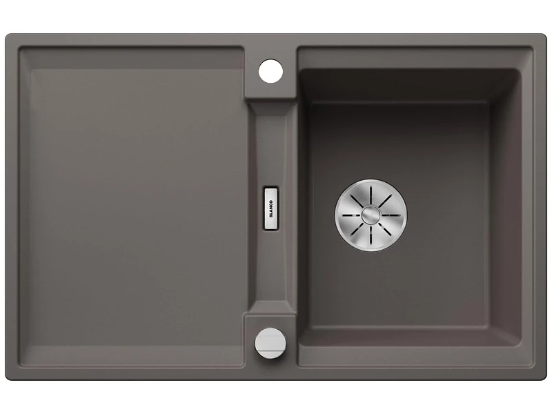BLANCO Adira 45 S | SILGRANIT Sink in Volcano Grey | Installation Type: Inset Installation from Above | Reversible | for 45 cm Wide Base cabinets | Large Bowl | Easy to Clean | [78x50x21.2 cm]