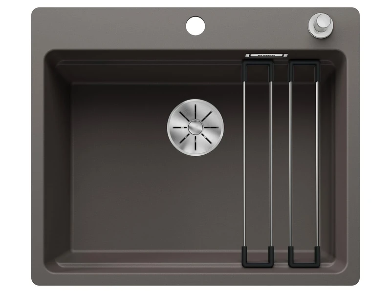 BLANCO ETAGON 6-F | SILGRANIT Sink in Volcano Grey | Installation Type: flushmount Installation | for 60 cm Wide Base cabinets | System Concept with Versatile ETAGON Rails | [59.1x50.1x23.2 cm]
