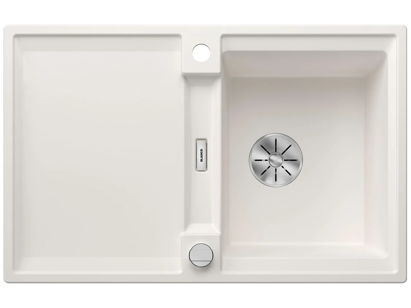 BLANCO Adira 45 S | SILGRANIT Sink in White | Installation Type: Inset Installation from Above | Reversible | for 45 cm Wide Base cabinets | Large Bowl | Easy-Care Surface | [78x50x21.2 cm]