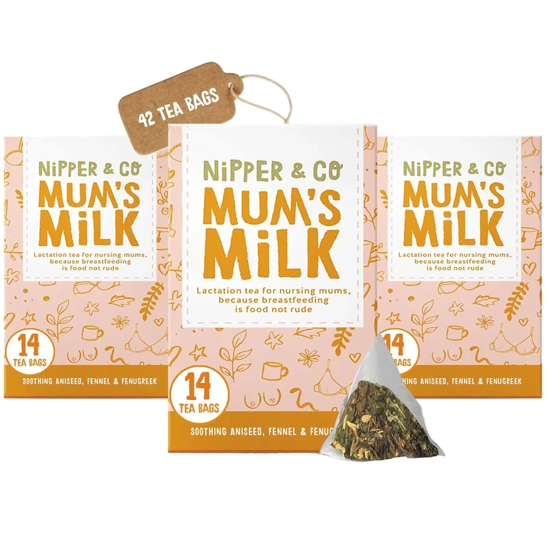 Nipper & Co, Mums Milk Breastfeeding Tea 3 Pack (42 Reusable Bags = 126 Cups) Nursing Mothers Breast Feeding Breastmilk Tea, New Mum Gift Baby