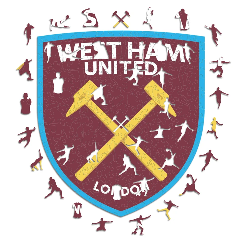 Iconic Puzzles - West Ham, Logo, 100% eco-sustainable wooden puzzle with official license, size L, 500 pieces