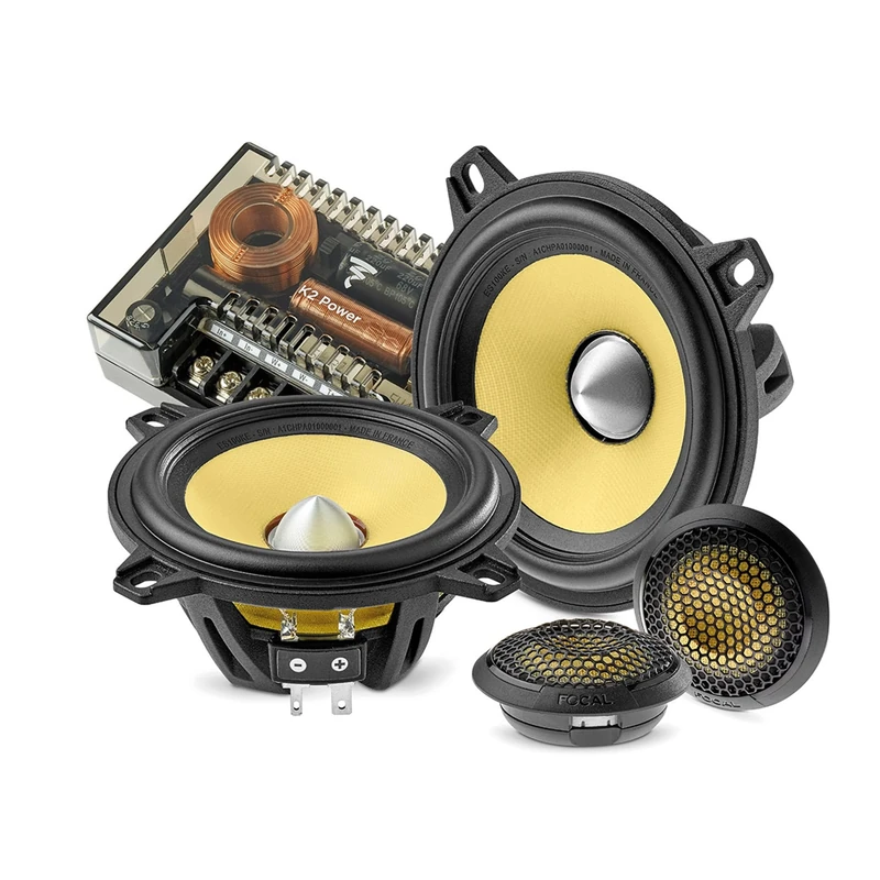 Focal ES100KE 13cm Component Car Speaker System, 2-Way with Crossover, Yellow Aramid Fibre Cone