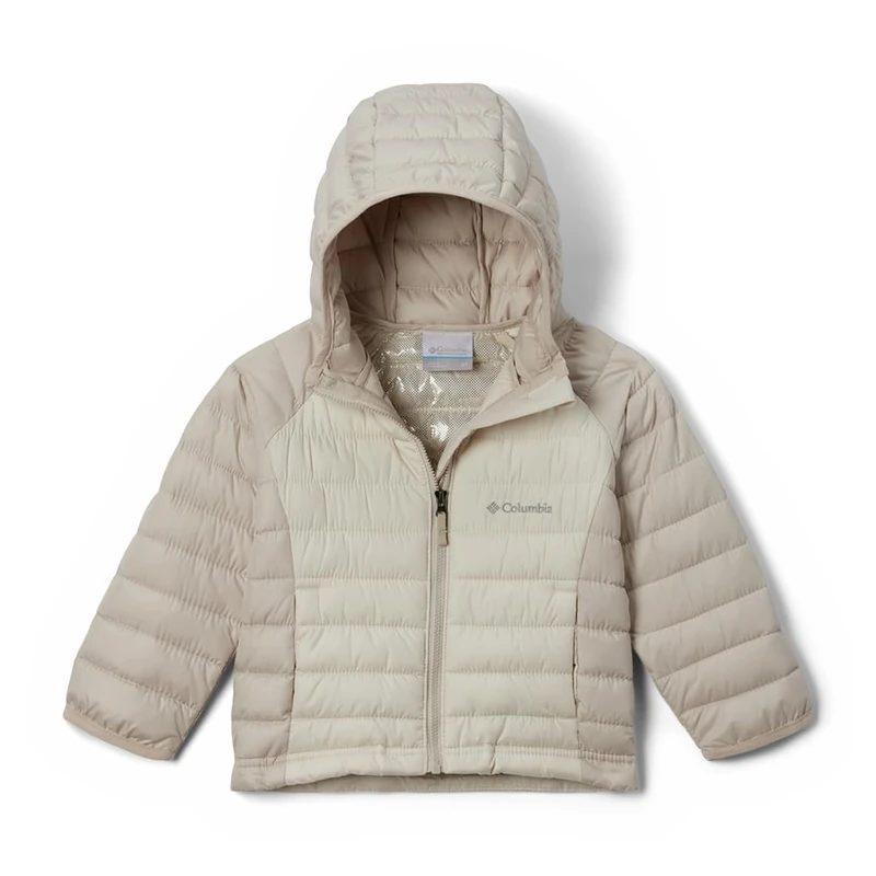 Columbia Youth Girls Powder Lite 2 Hooded Jacket, Chalk/Dark Stone, 140
