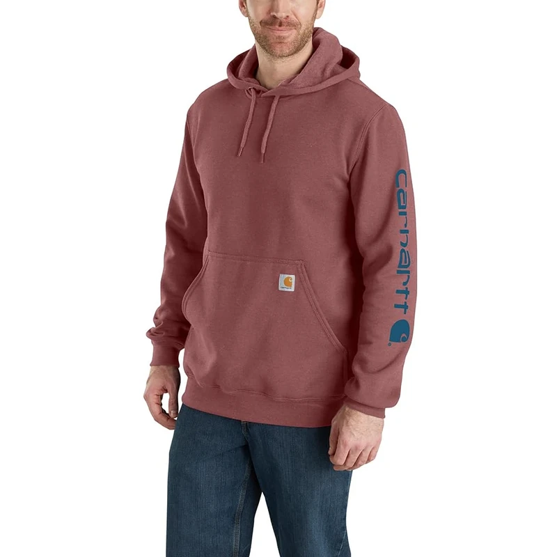 Carhartt Men's Loose Fit Midweight Logo Sleeve Graphic Sweatshirt, Apple Butter Heather, XS
