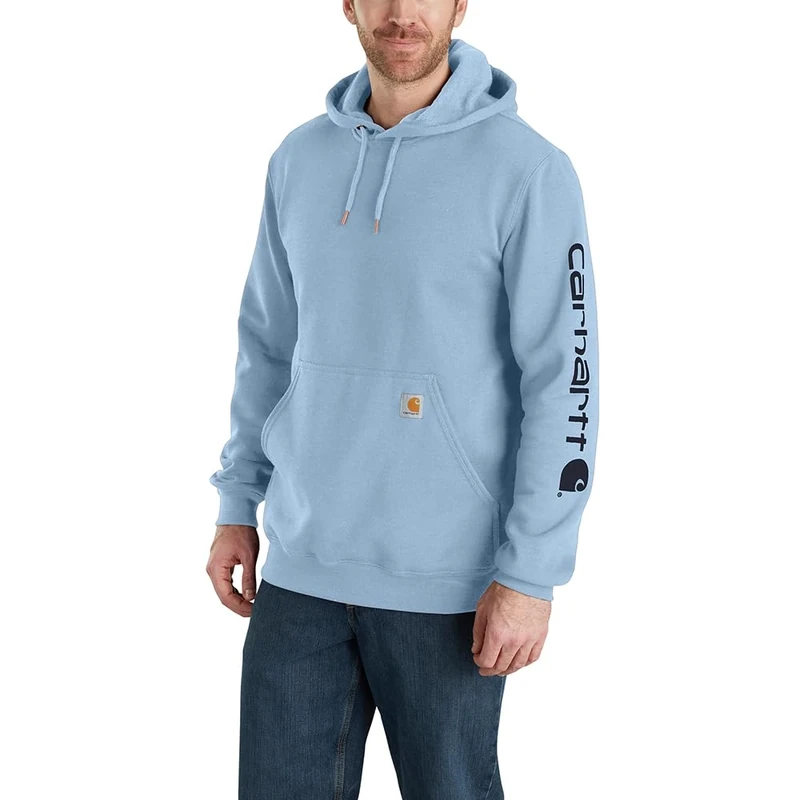 Carhartt Men's Loose Fit Midweight Logo Sleeve Graphic Sweatshirt, Fog Blue, XXL