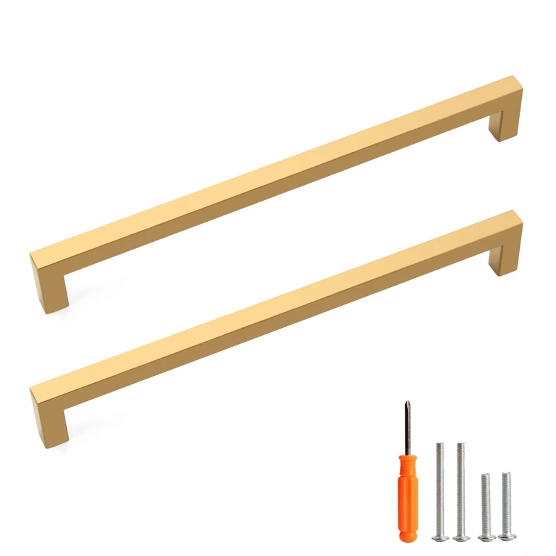 Redunest Cabinet Pulls Gold Cabinet Handles Square Drawer Pulls, 40 Pack 11-1/3 Inch Stainless Steel Kitchen Door Cupboard Cabinet Handles, Drawer Hardware Handles, 288mm Hole Centers