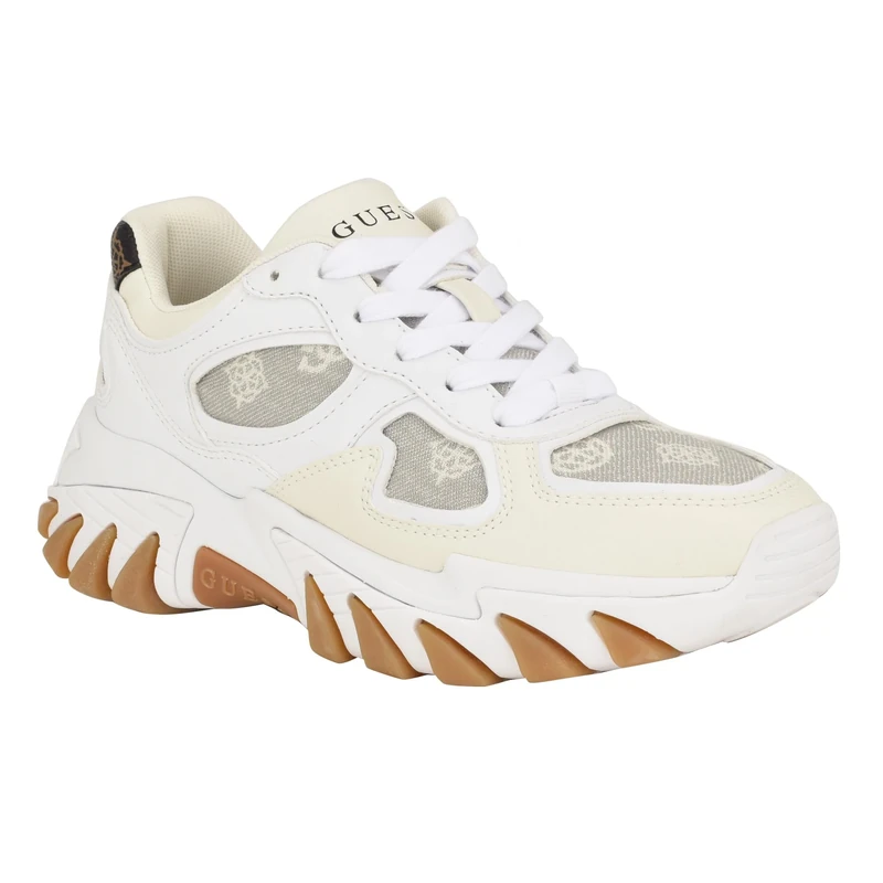 GUESS Women's Norina Sneaker, White/Beige 140, 8.5 UK