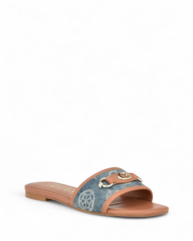 Guess Women's Hammi Flat Sandal, Blue Denim 420, 9 UK