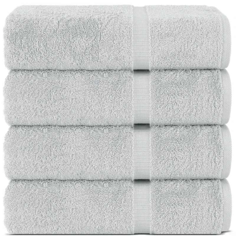 Chakir Turkish Linens |Hotel & Spa Quality 100% Cotton Premium Turkish Towels | Soft & Absorbent (Silver Gray, Bath Towel - Set of 4)