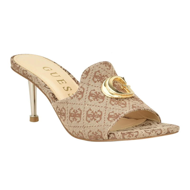 GUESS Women's Snapps Heeled Sandal, Beige/Brown 210, 6