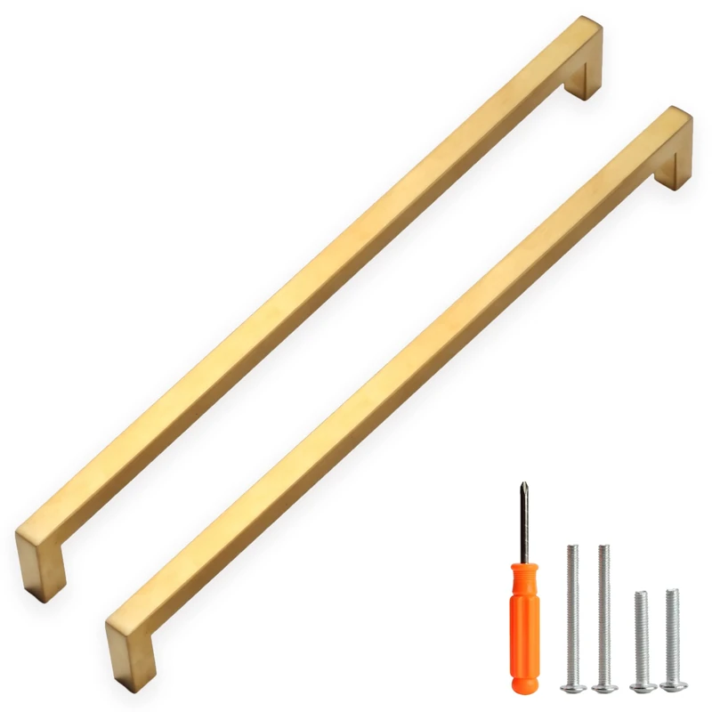 Redunest Cabinet Pulls Gold Cabinet Handles Square Drawer Pulls, 40 Pack 13-4/5 Inch Stainless Steel Kitchen Door Cupboard Cabinet Handles, Drawer Hardware Handles, 352mm Hole Centers