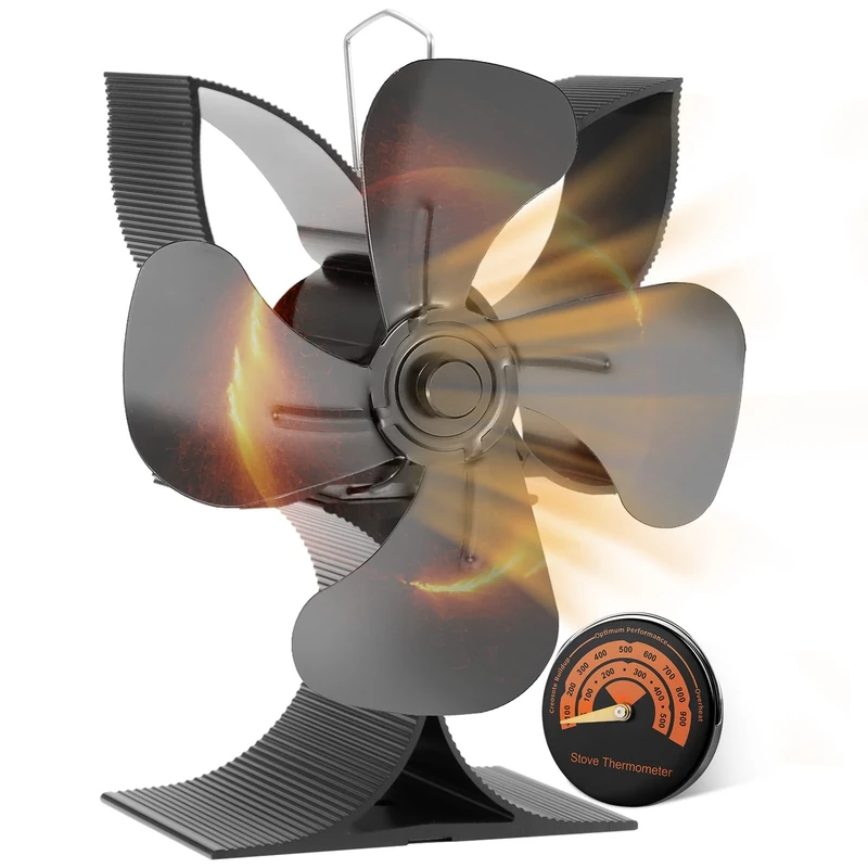 Miaton 4-Blade Stove Fan Silent Operation | Log Burner Fan Heat Powered for Wood Burner/Wood Burning/Firepalce to Improve the Efficiency by 40% | Stove Accessories