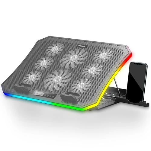 Laptop Cooling Pad RGB Gaming Notebook Cooler for Desk and Lap Use- Ice Blue LED Light