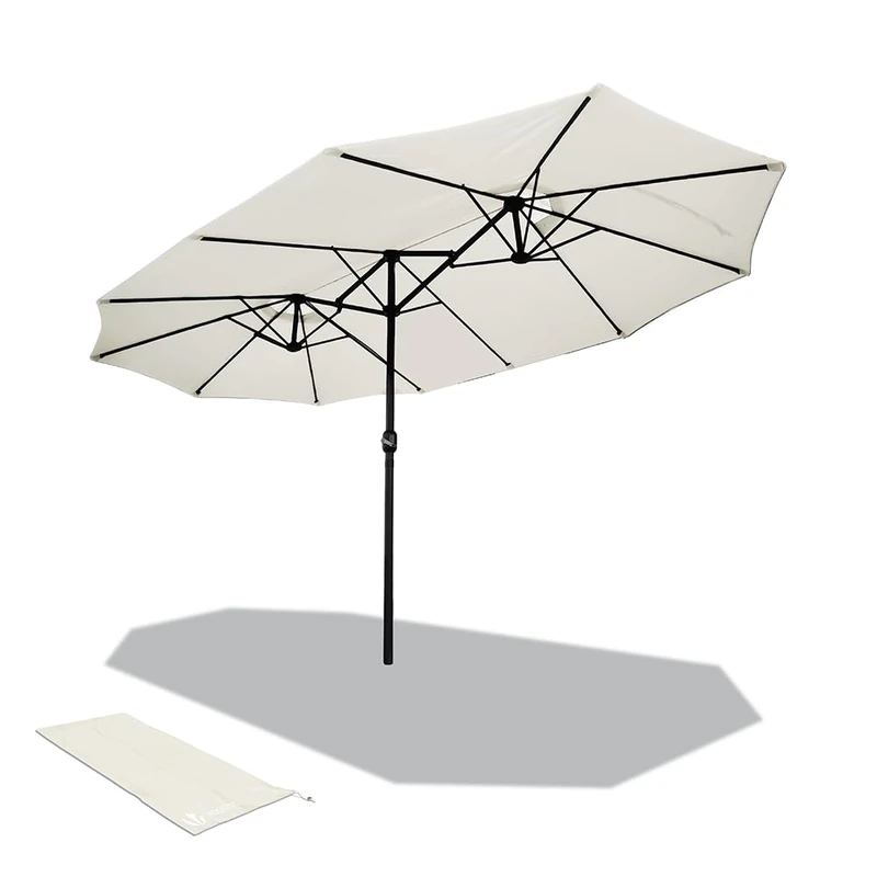 VOUNOT 4.6m Extra Large Rectangular Garden Parasol - Beige