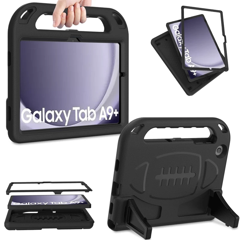 SINSO Kids Case for Samsung Galaxy Tab A11+ Plus 2026 11" / A9+ Plus 2023 11 Inch, Shockproof Lightweight Tablet Case Built in Screen Protector/Stand/Handle, Black