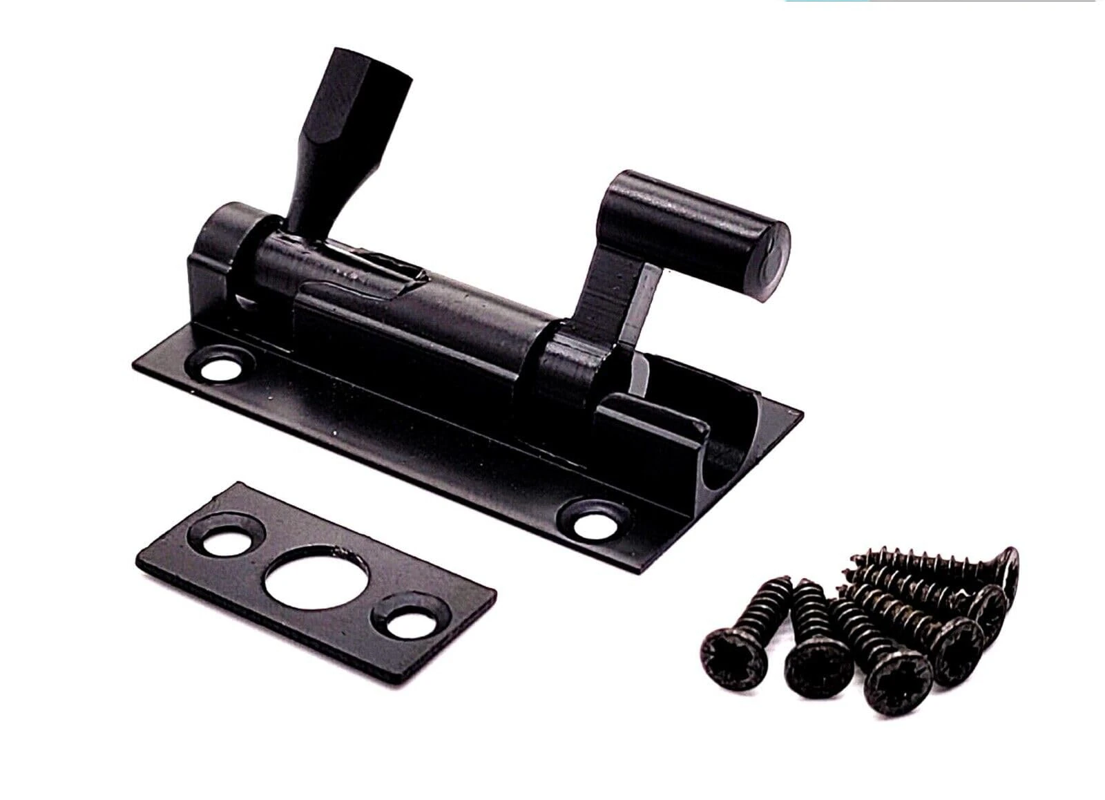 Black Door Bolts Naked Door Bolts 75mm Door Latch with Screws Tower Bolt Locks for Bedroom Bathroom Toilet Shed Gate Cupboards and Cabinets Pack of 1.