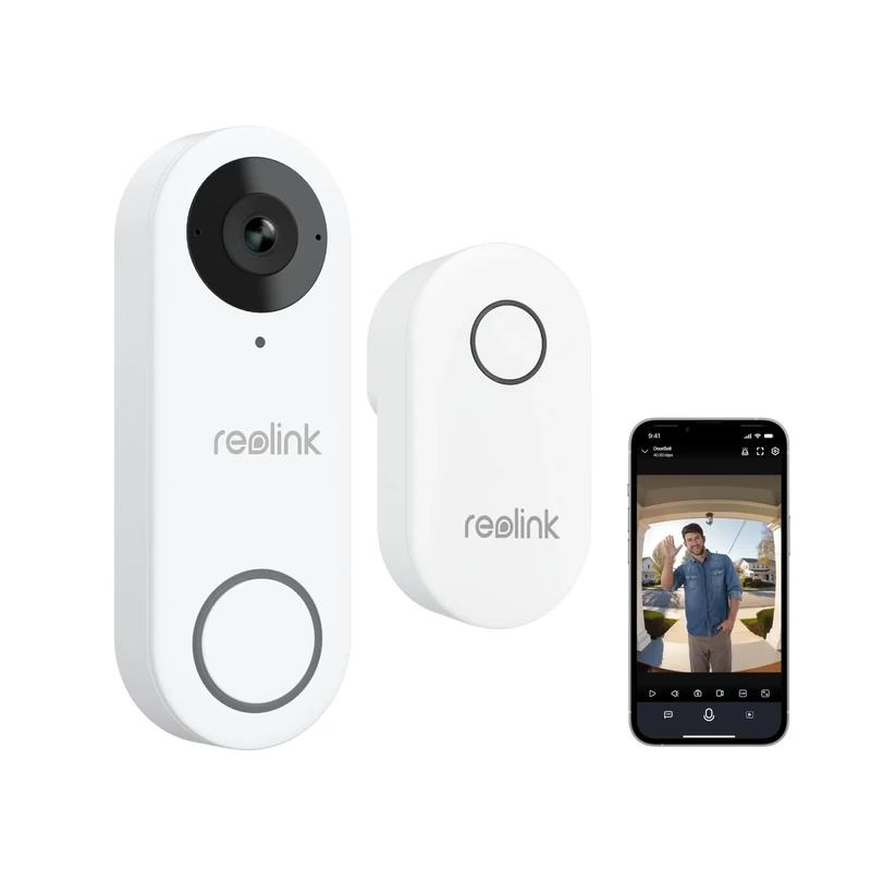 Reolink 2K Wi-Fi Doorbell Camera with Chime, 180° View, 2-Way Audio, Person/Package Detection, Waterproof, Smart Alerts, Hub Compatible, Wired Power Supply