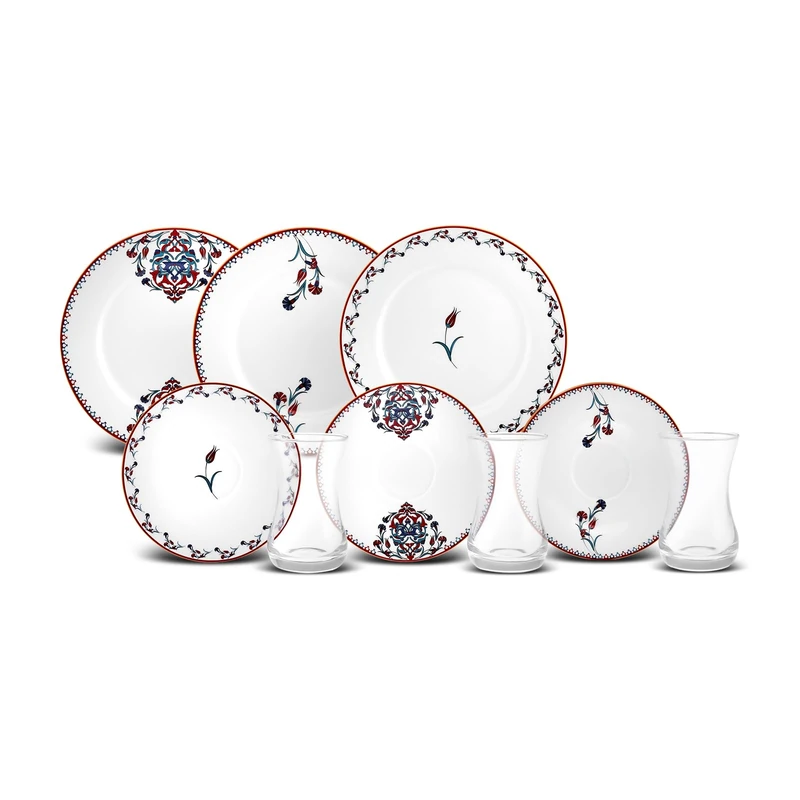 Karaca Nakkas 18-Piece Dessert Set for 6 People - Exquisite Elegance for Delicious Desserts