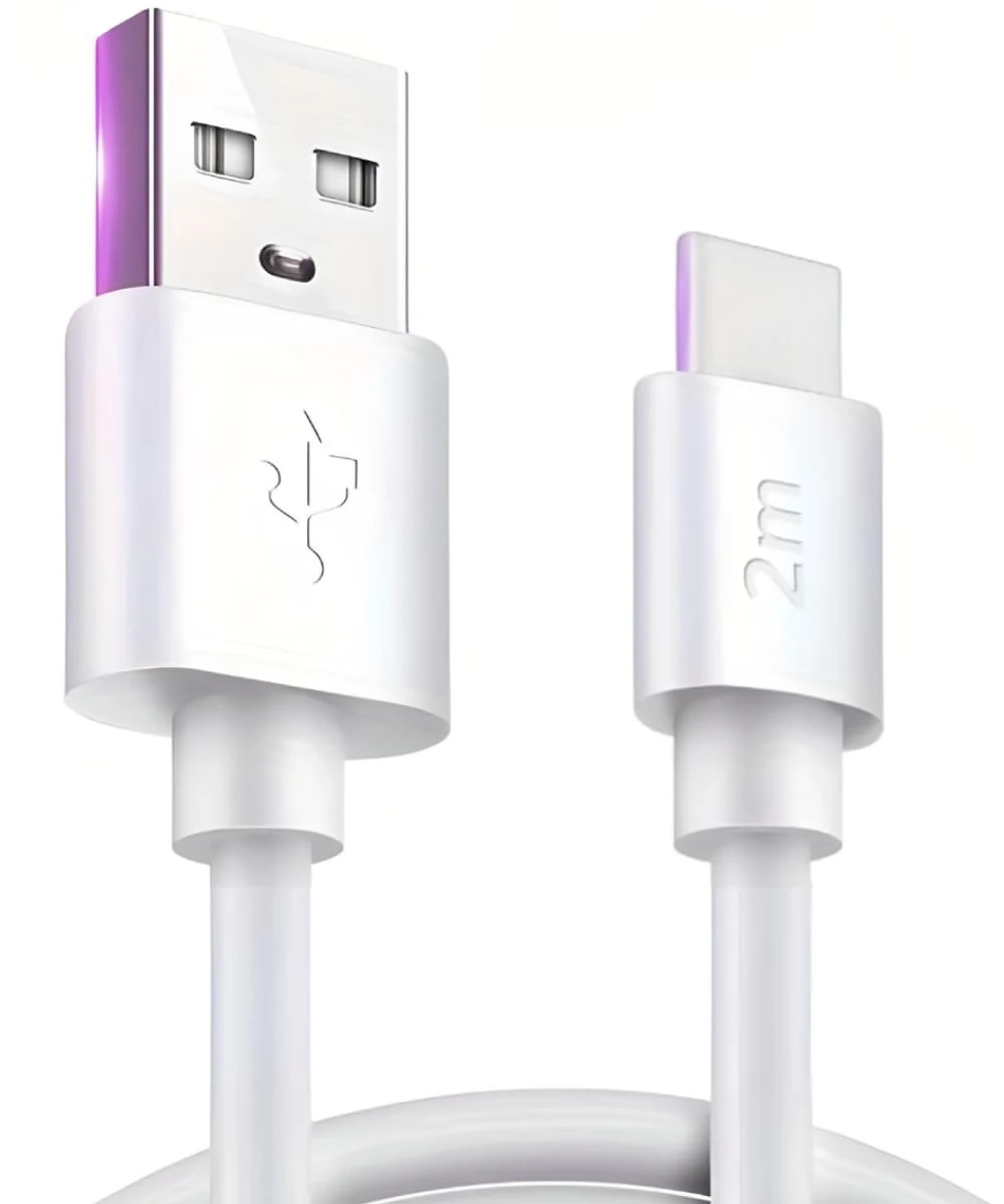 USB C Charger Cable 2M USB to USB C Fast Charging 3.1A Type C Charging Cable for iPhone 16/15 Pro, Samsung Galaxy S24/S23/S22, Huawei, Google Pixel, iPad, Switch, PS5 - White