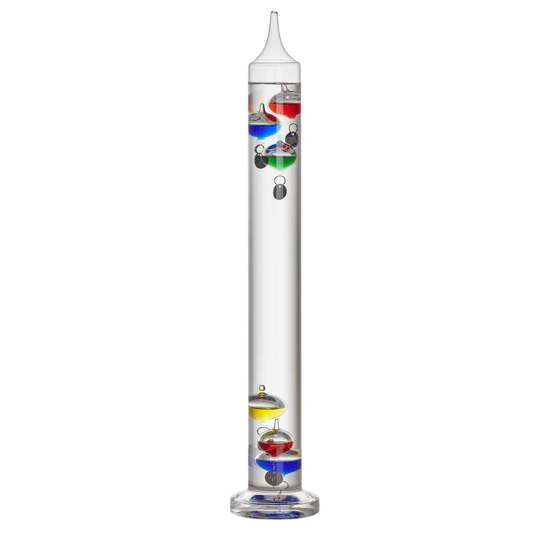TFA Dostmann Galileo Galilei 18.1019 Analogue Glass Thermometer, Liquid Thermometer, 44 cm, Measure Indoor Temperature, Easy Reading, Silver Temperature Marks, Decorative Object, 18 to 28 °C, - Image 1