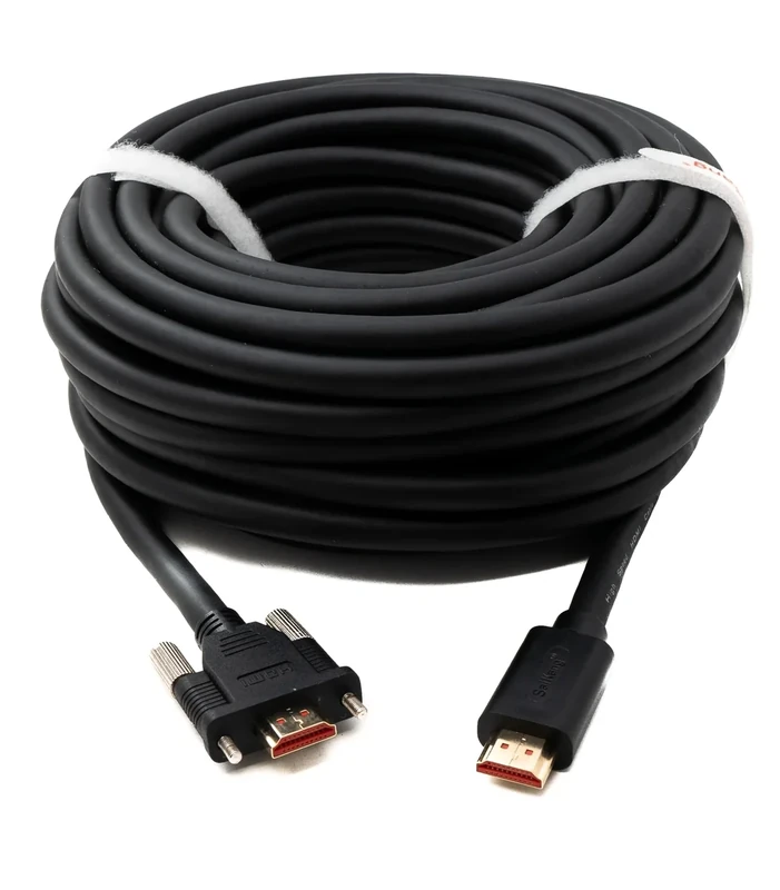 System-S HDMI 2.0 Cable 15 m Type A Male to Male Adapter Screw-On Black - Image 1