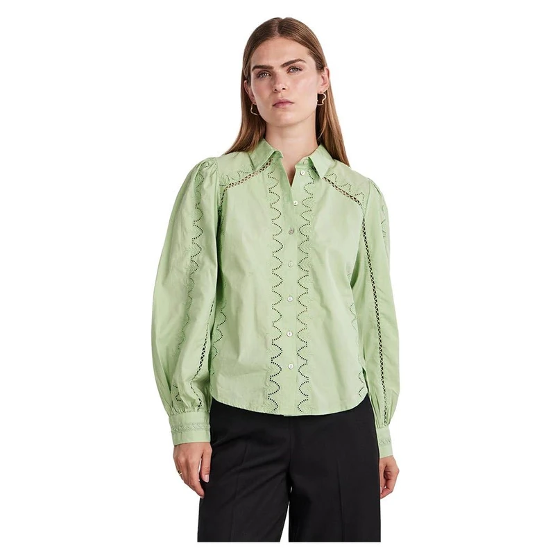 YAS Women's Yaskenora LS Shirt S. Noos Blouse, Quiet Green, S - Image 1