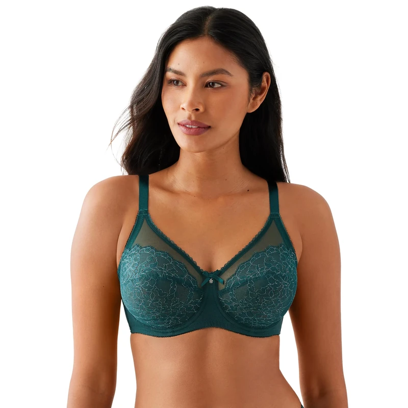 Wacoal Women's Retro Chic Unlined Mesh Full Coverage Underwire Bra, 855186, Opaque, Ponderosa Pine, 42E