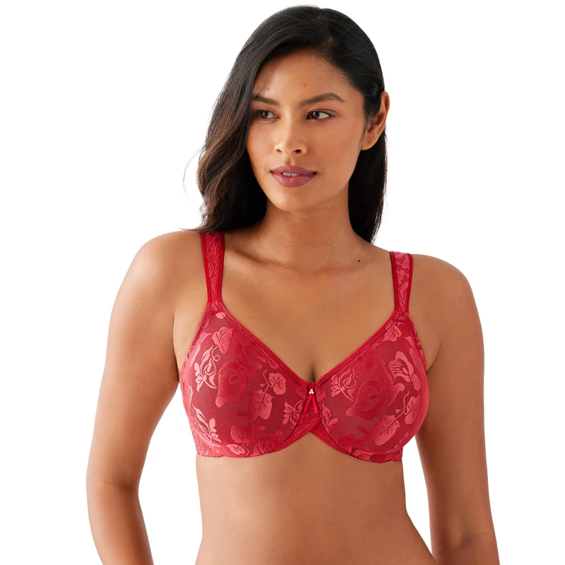 Wacoal Women's Awareness Unlined Underwire Full Coverage Bra, 85567, Opaque, Equestrian Red, 34F - Image 1