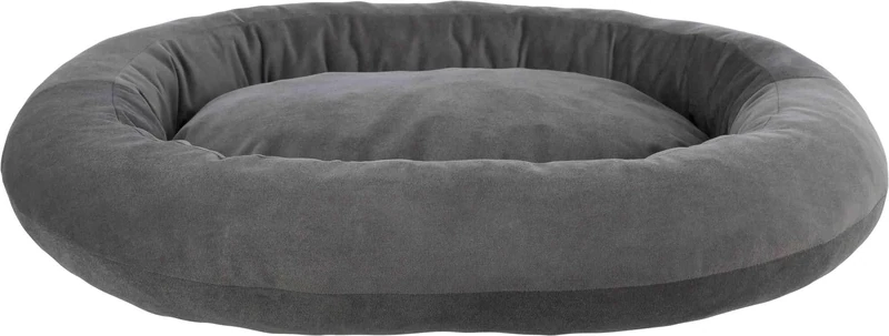 TRIXIE Talia Oval Dog Bed 100 x 85 cm in dark grey - cosy dog cushion with fine velvet feel - dog basket for medium-sized dogs - non-slip and washable - 37838