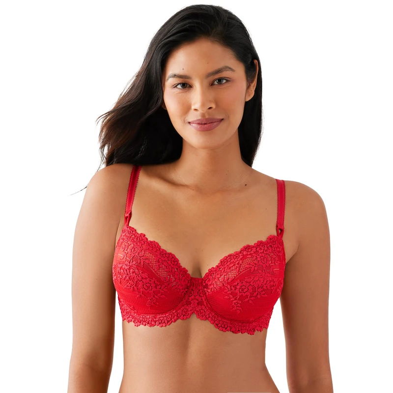 Wacoal Women's Embrace Lace Underwire Bra Full Coverage, Opaque, Equestrian Red, 38DD