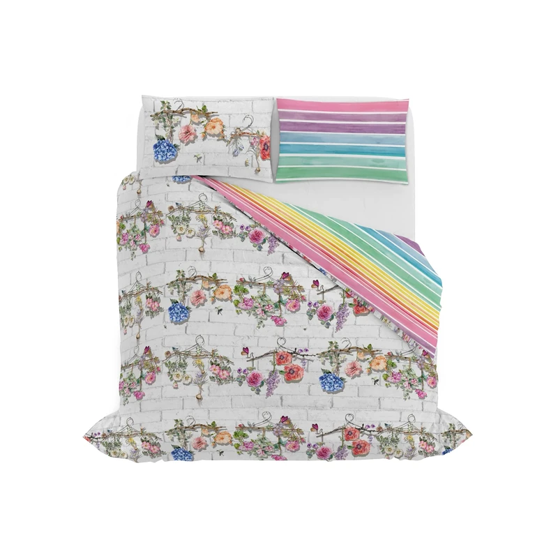 Italian Bed Linen JOLIE Digital Print Duvet Cover Set, Carol, Double