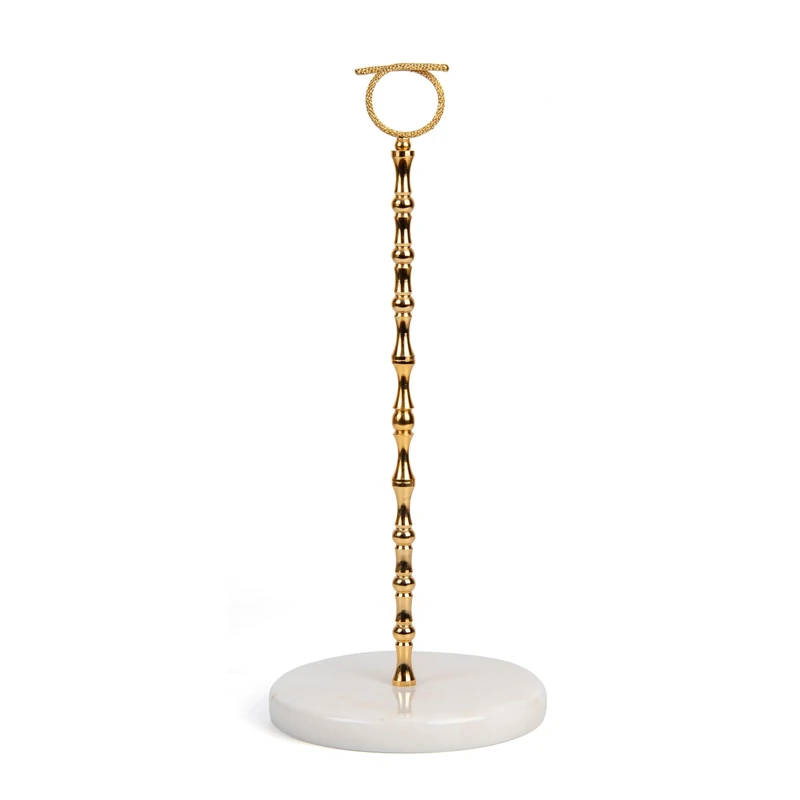 Y Luxe White-Gold Marble Countertop Paper Towel Holder - Elegant Kitchen/Bathroom Accessory -Standing Paper Towel Holder, Kitchen Paper Towel Roll Holder- for Bathroom Kitchen Countertop