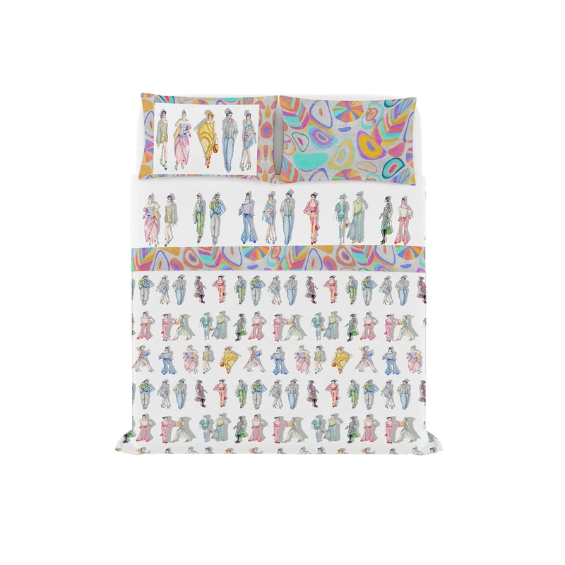 Italian Bed Linen JOLIE Digital Print Quilt Cover and Pillowcases Double Bed Sheet