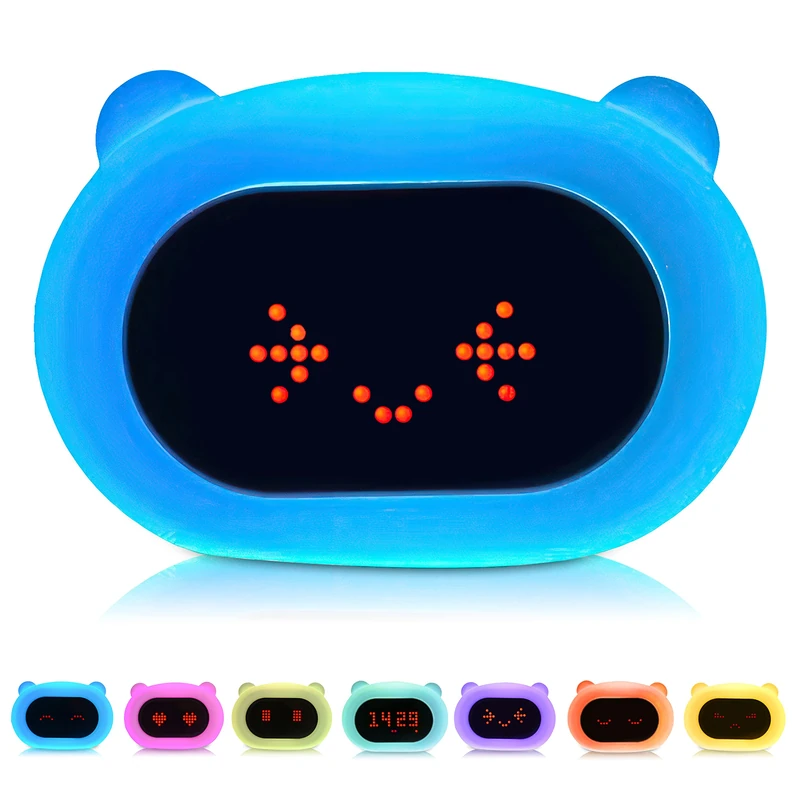Kadoing® Bear Alarm Clock for Children - with Facial Expressions and Touch Function - Children's Light - Children's Clock - Night Light - Children's Room - Sleep Trainer - Wake Light - Toys for
