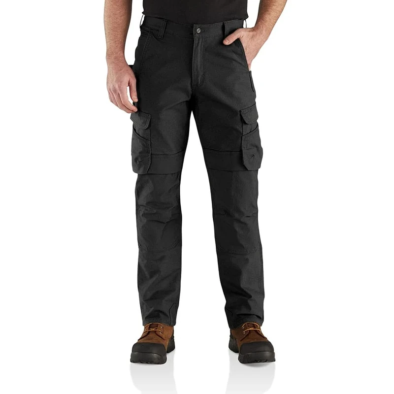 Carhartt Men's Steel Rugged Flex™ Relaxed Fit Ripstop Double-Front Cargo Work Pant, Black, W36/L30