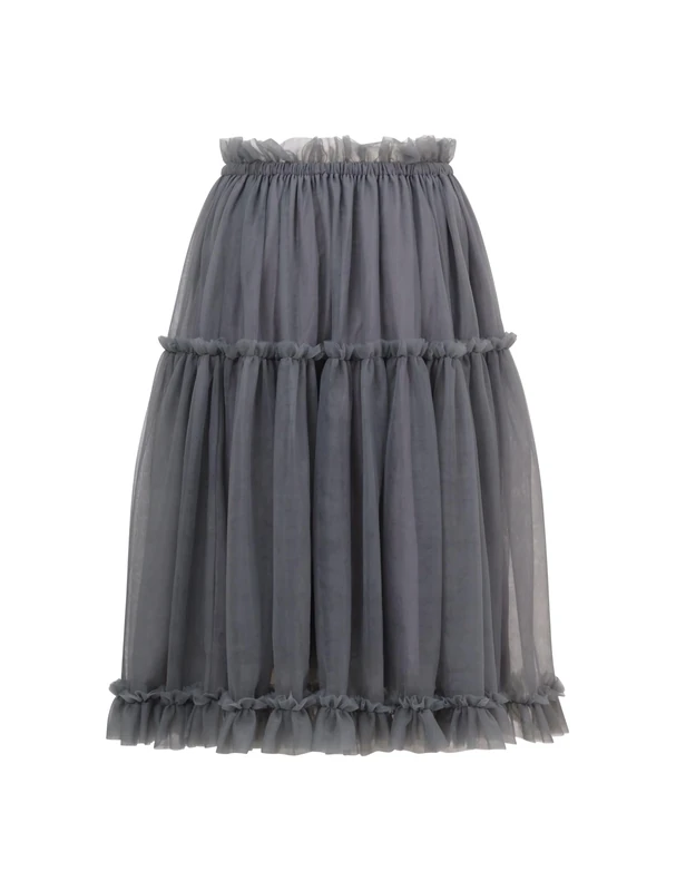 BALOU Women's Elegant Grey Tulle Midi Skirt