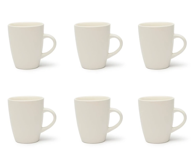 Excelsa Fashion White Set of 6 White Ceramic Mugs, Capacity 400 ml