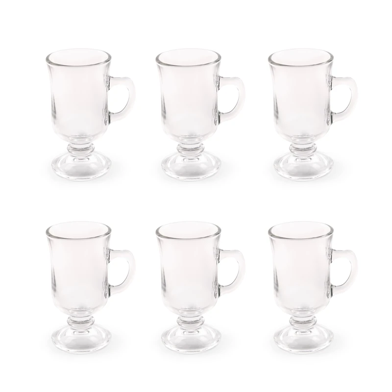 Excelsa Iris Set of 6 Irish Coffee Mugs, Glass, 120 ml Capacity