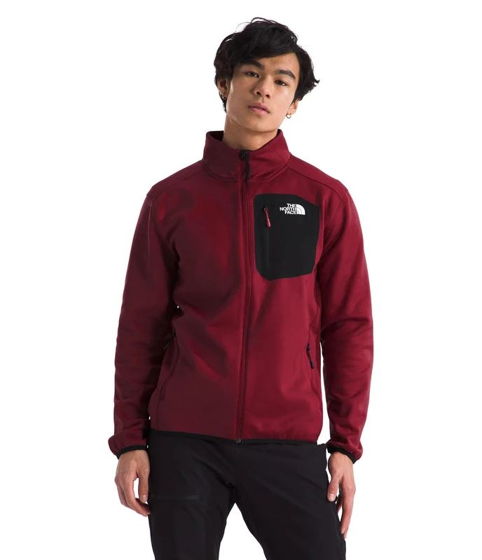 The North Face Men's Crest Full Zip Fleece Jacket, Garnet Red/Tnf Black, L