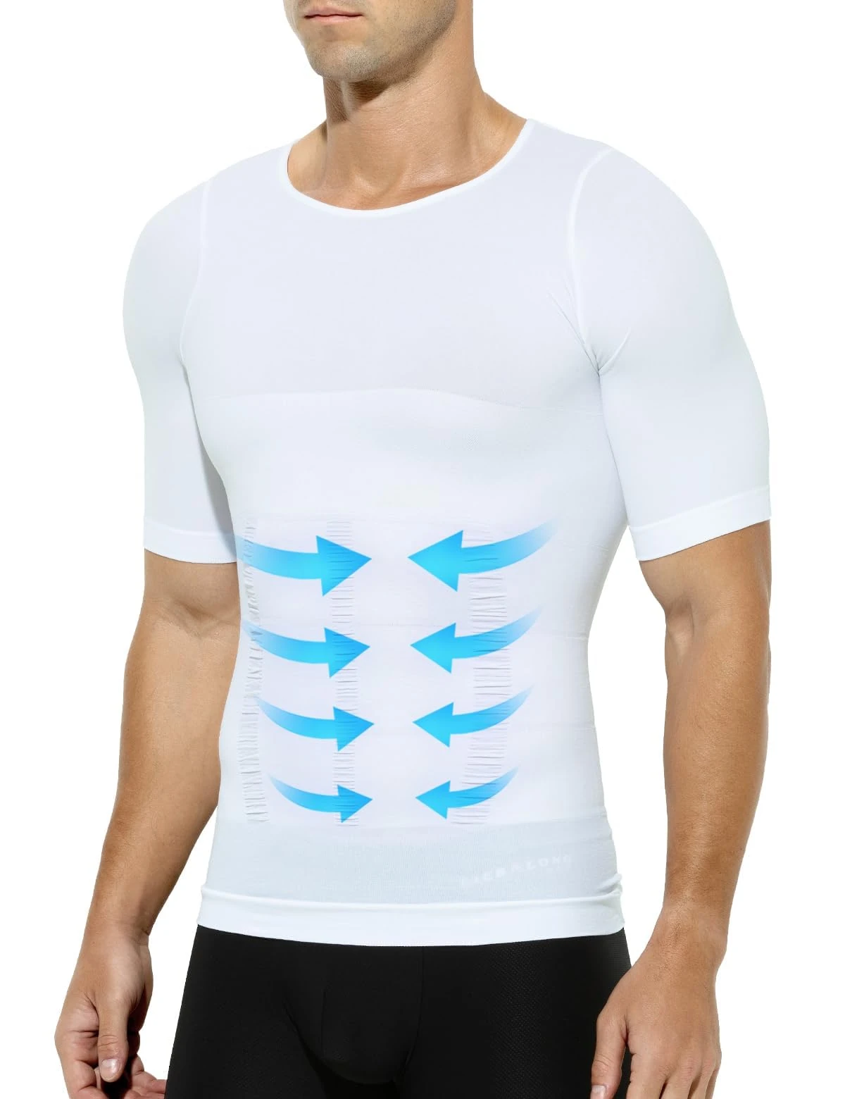 Casey Kevin Compression Shirts for Men Slimming Shirt Body Shaper Gynecomastia Base Layer Undershirts,White-ml5006,L